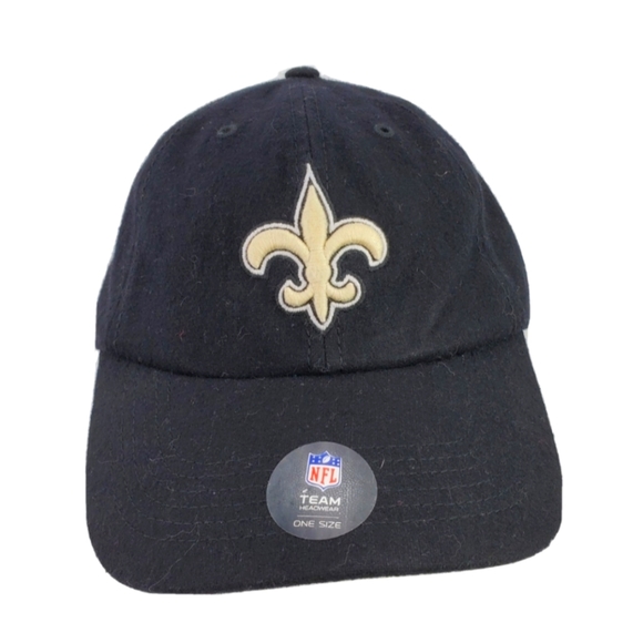 47 Other - New Orleans Saints Ball Cap Black Strapback Hat White Embroidered Logos 47 Brand